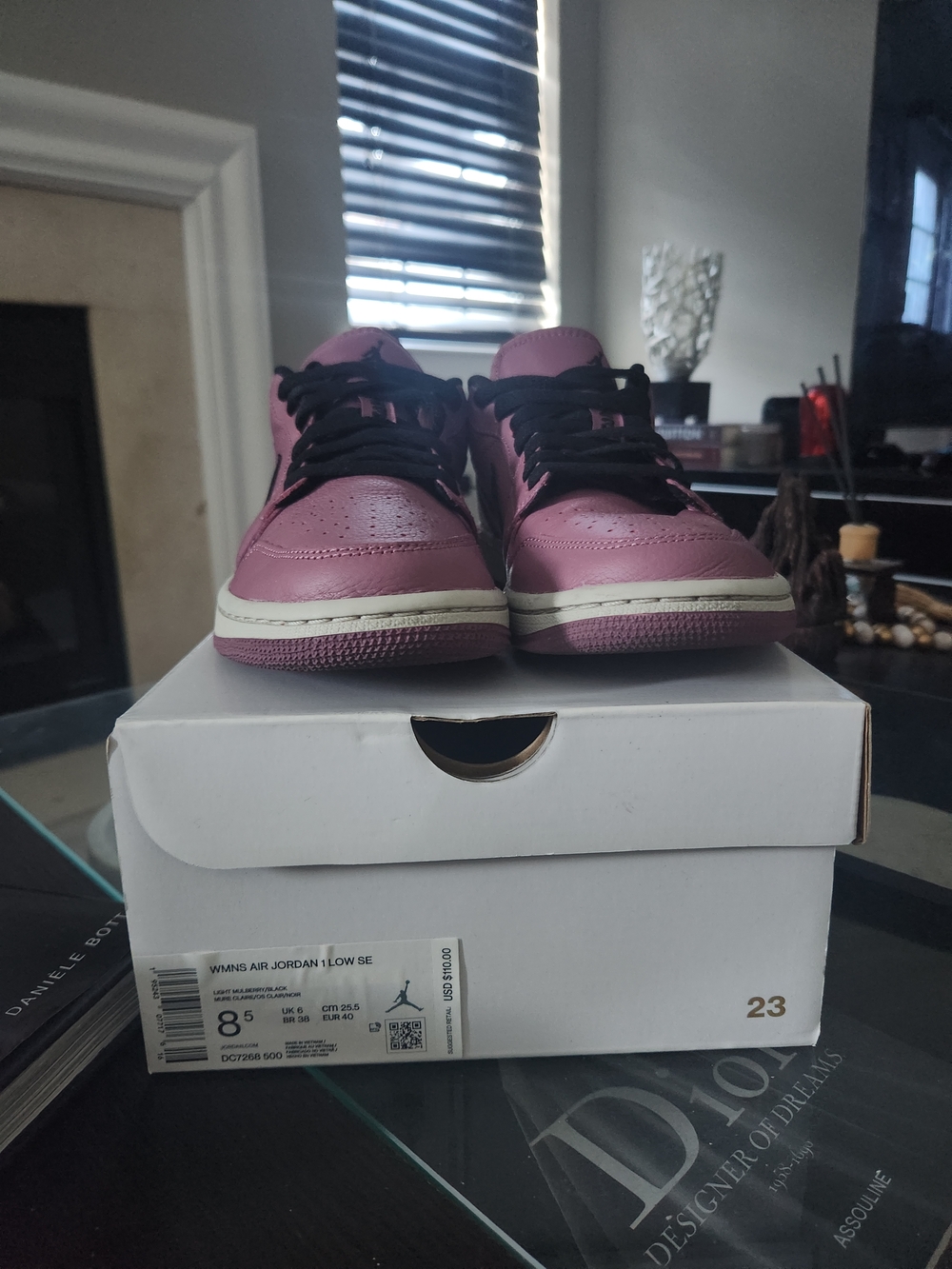 Jordan Women Pink and Black Low-Top Sneakers